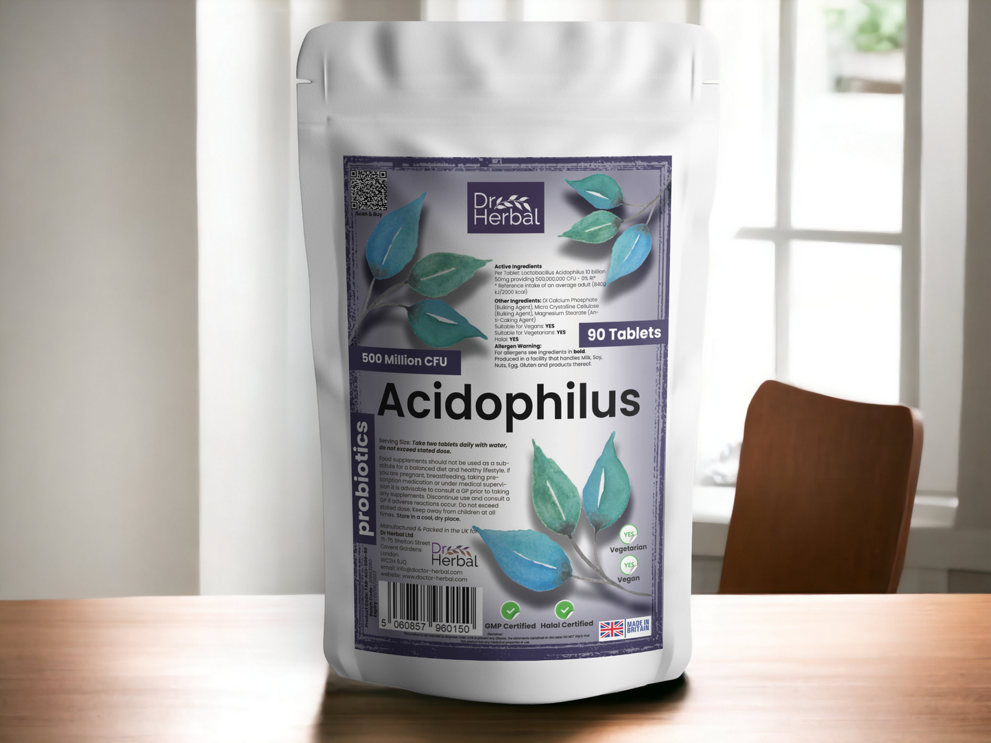 Acidophilus Lactobacillus 500 million CFU ProBiotic by Dr Herbal™