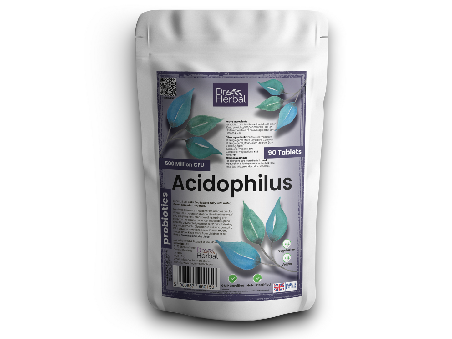 Acidophilus Lactobacillus 500 million CFU ProBiotic by Dr Herbal™