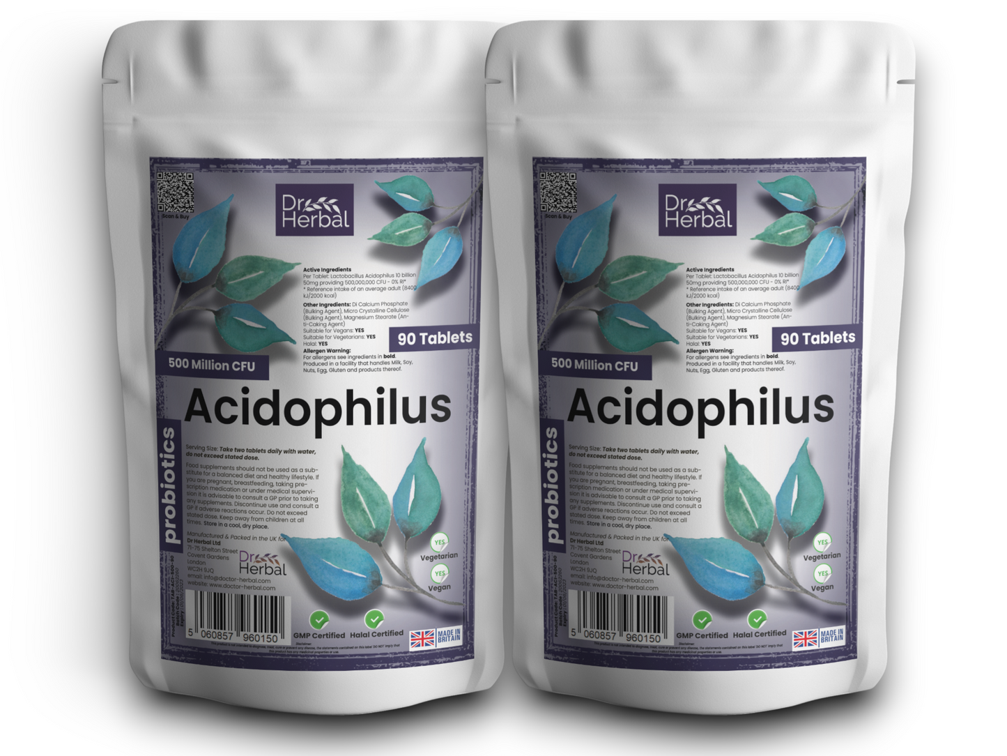 Acidophilus Lactobacillus 500 million CFU ProBiotic by Dr Herbal™