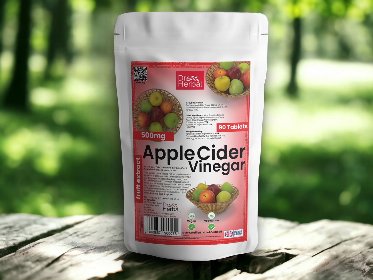 Apple Cider Vinegar Tablets 500mg by Dr Herbal™ For Heart Health & More