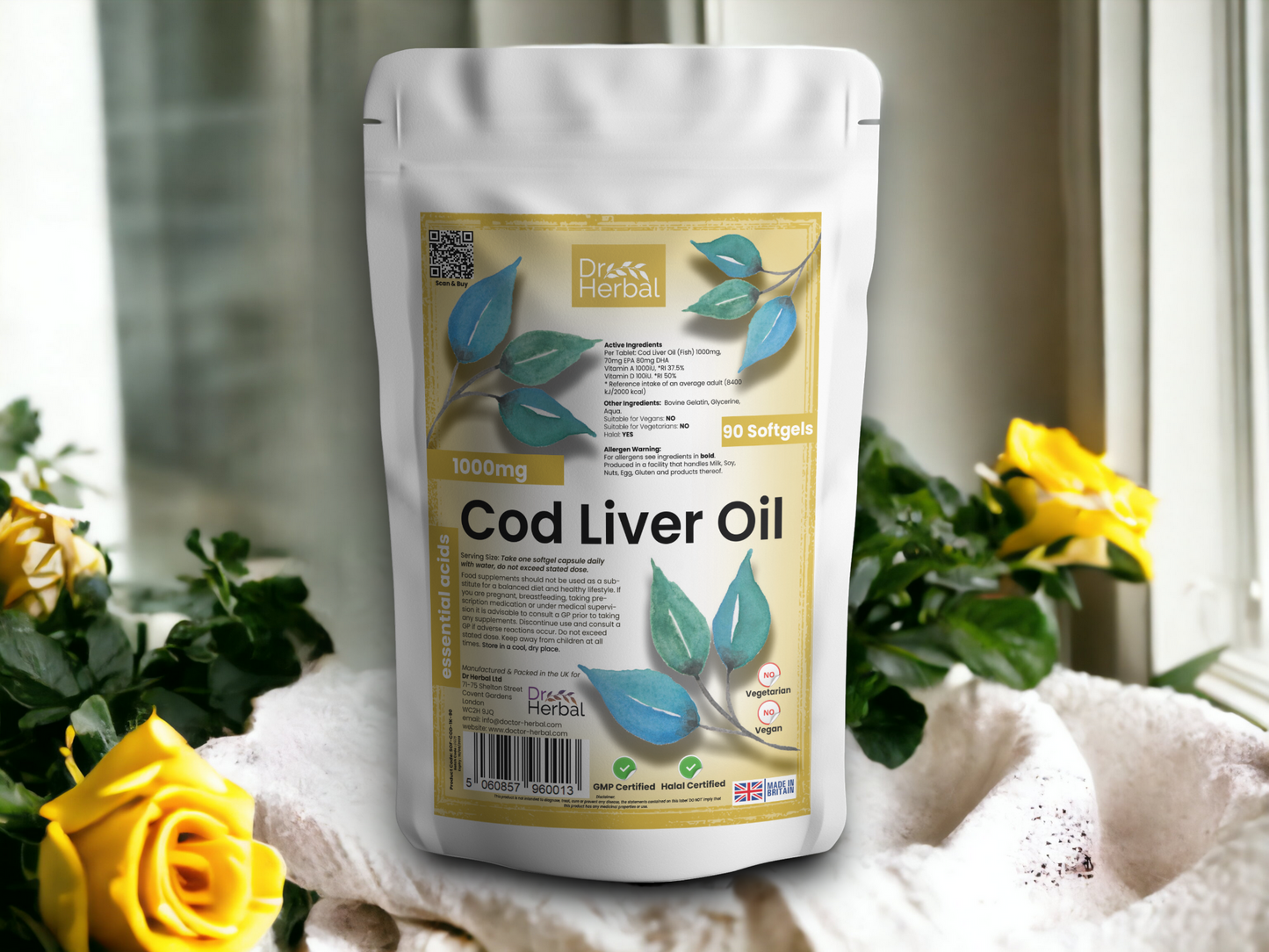 Cod Liver Oil Softgels 1000mg by Dr Herbal™ Essential Acids Halal Certified