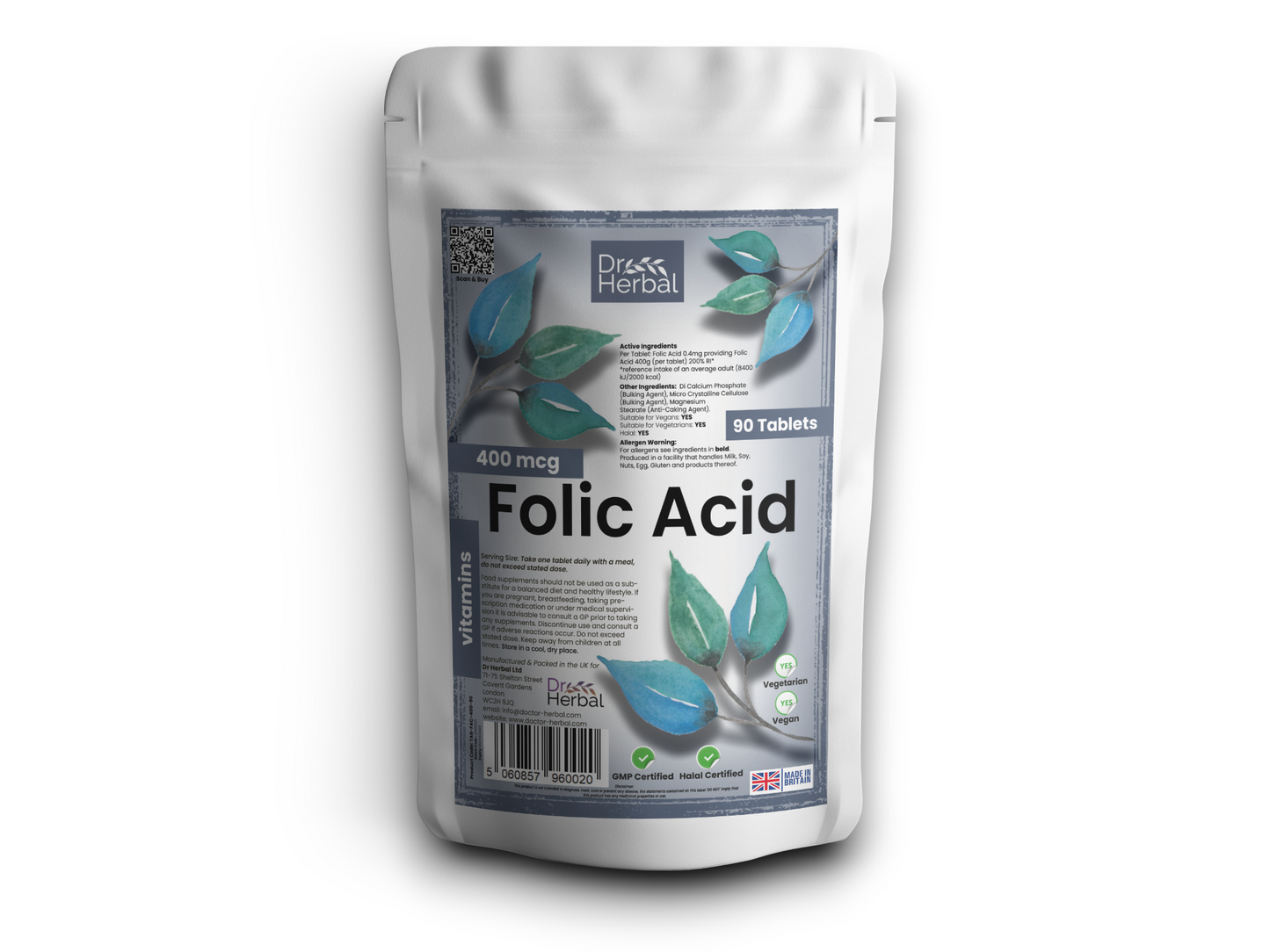 Folic Acid 400mcg by Dr Herbal™ Health & Vitality