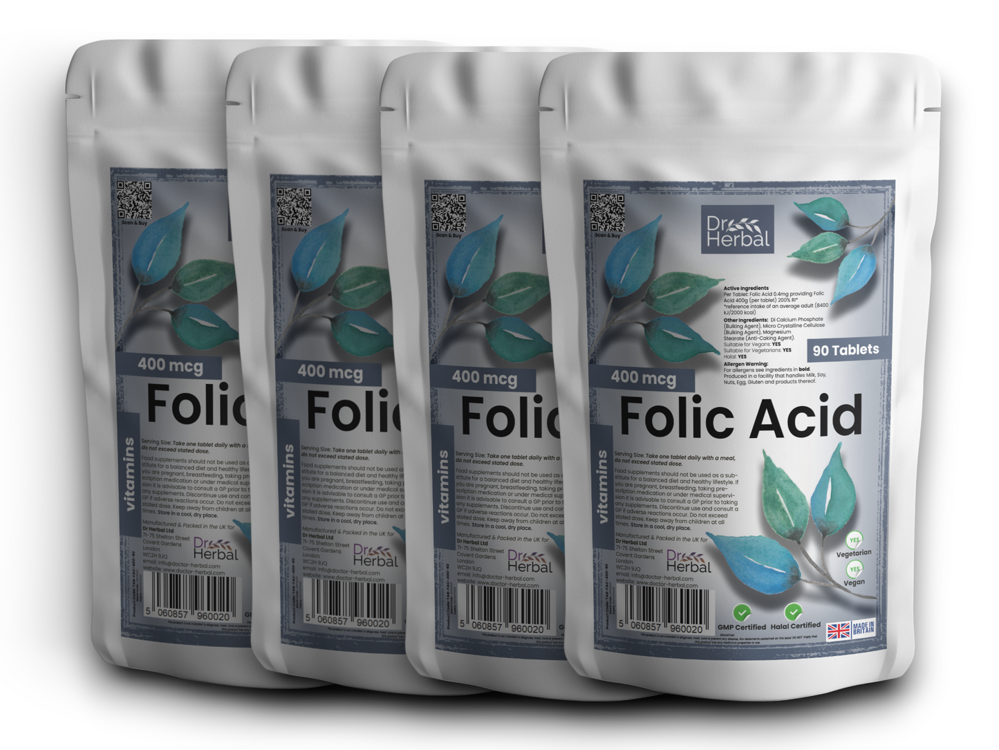 Folic Acid 400mcg by Dr Herbal™ Health & Vitality