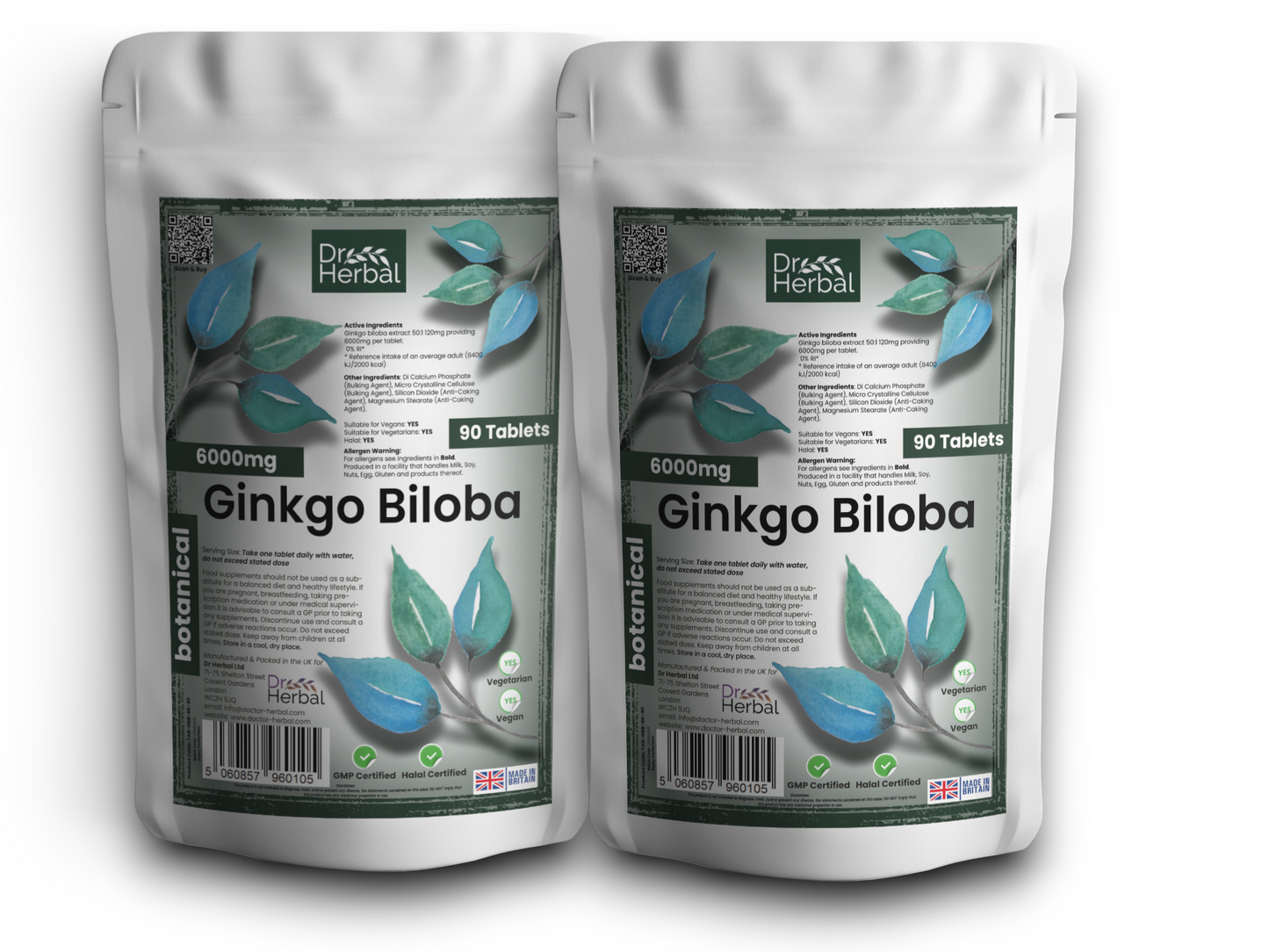 Ginkgo Biloba 6000mg by Dr Herbal™ For Brain Health