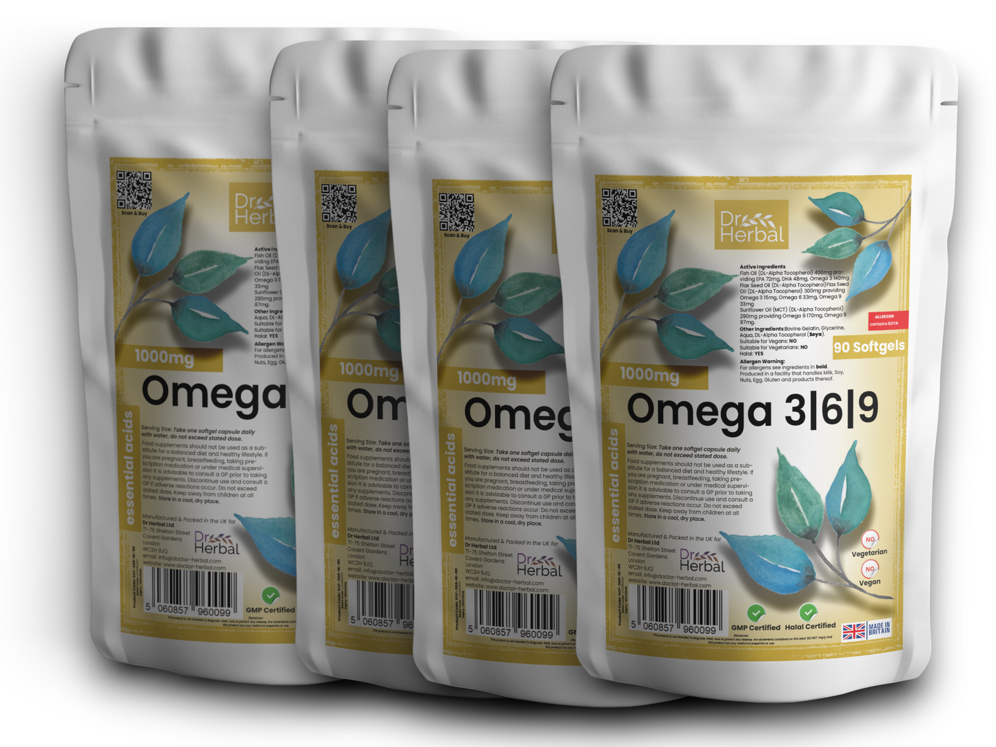 Omega 3-6-9 Softgels 1000mg by Dr Herbal™ For Heart & Brain