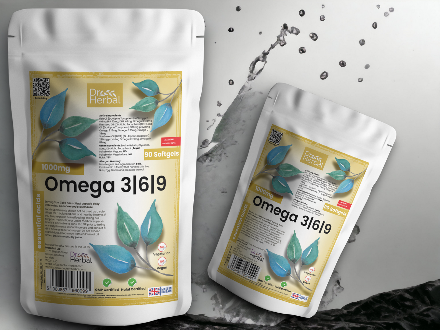 Omega 3-6-9 Softgels 1000mg by Dr Herbal™ For Heart & Brain