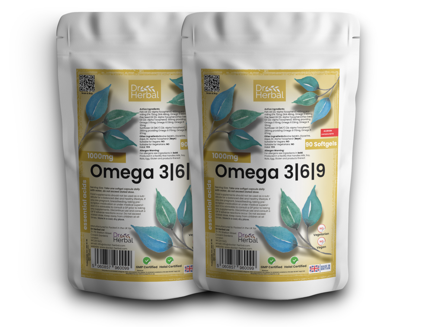 Omega 3-6-9 Softgels 1000mg by Dr Herbal™ For Heart & Brain