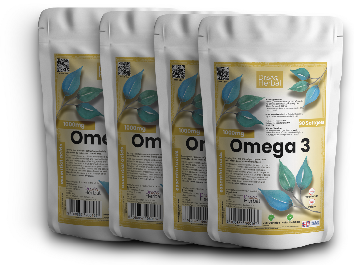 Omega 3 Softgels 1000mg by Dr Herbal™ For Heart & Brain