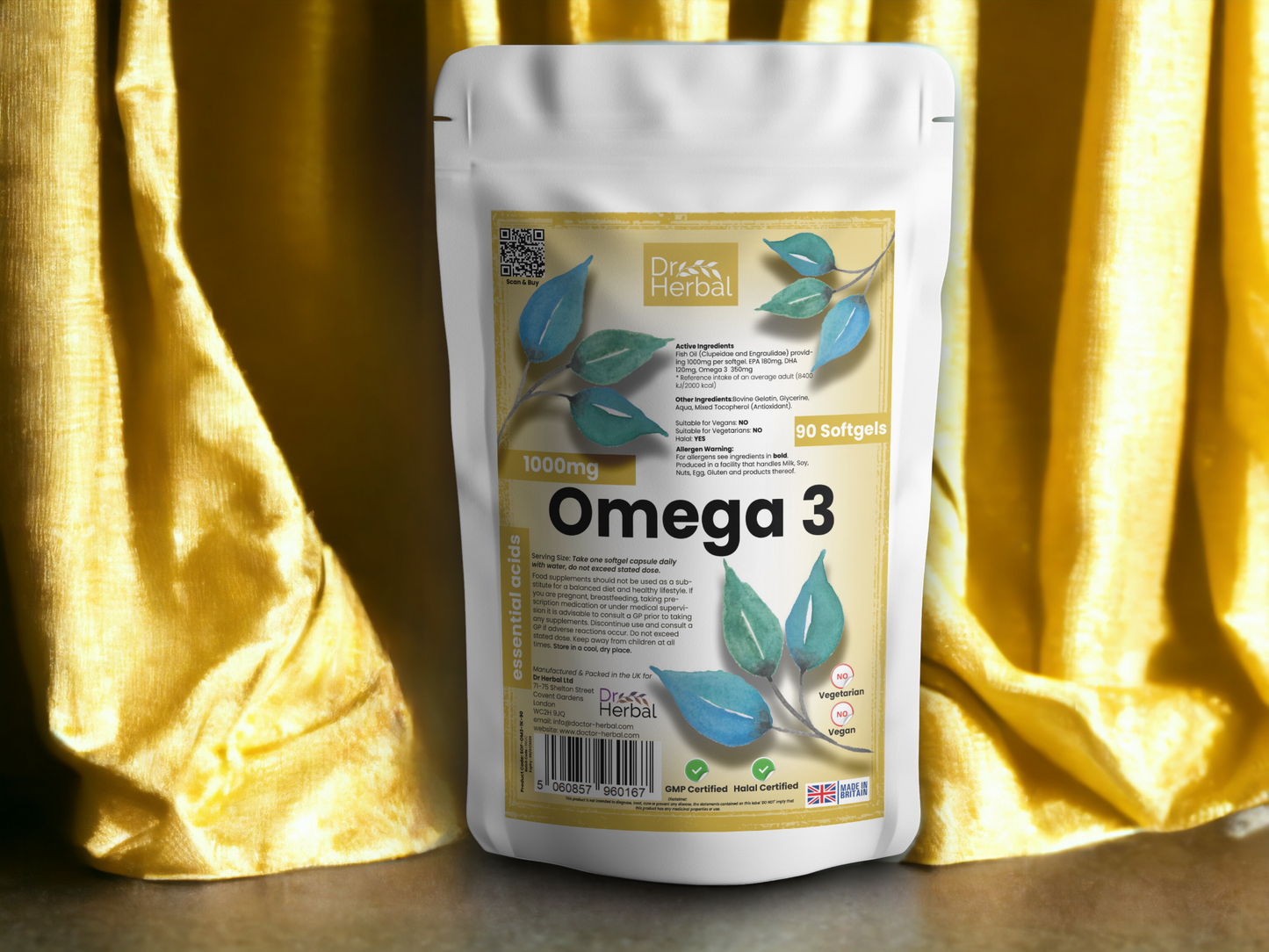 Omega 3 Softgels 1000mg by Dr Herbal™ For Heart & Brain