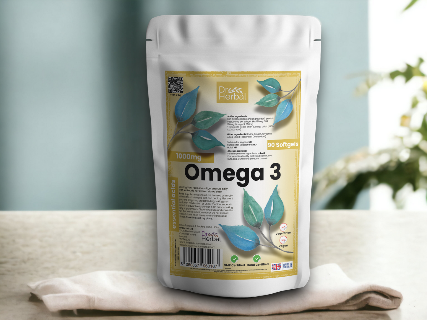 Omega 3 Softgels 1000mg by Dr Herbal™ For Heart & Brain