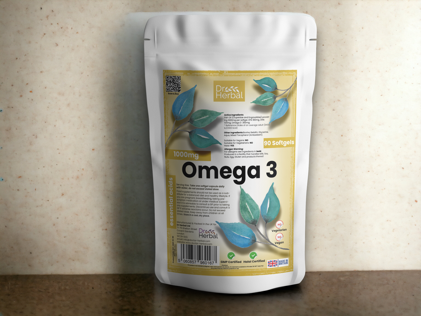 Omega 3 Softgels 1000mg by Dr Herbal™ For Heart & Brain