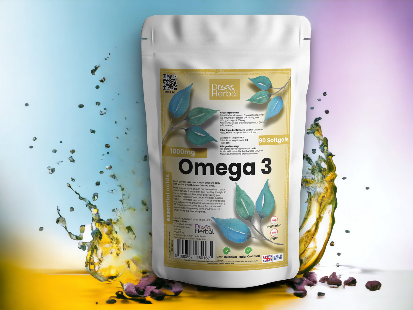 Omega 3 Softgels 1000mg by Dr Herbal™ For Heart & Brain