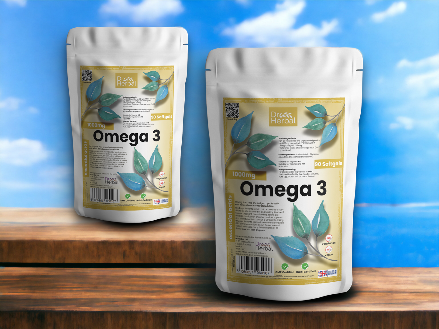 Omega 3 Softgels 1000mg by Dr Herbal™ For Heart & Brain