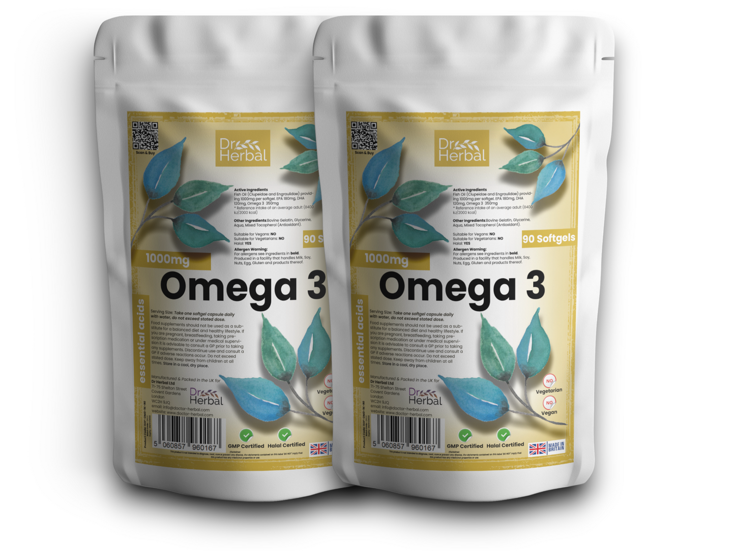 Omega 3 Softgels 1000mg by Dr Herbal™ For Heart & Brain