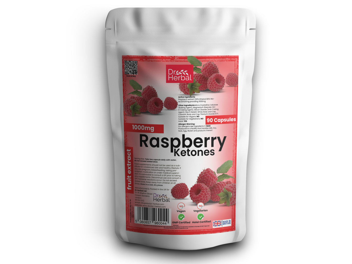 Raspberry Ketones 1000mg by Dr Herbal™ For Heart Health & More