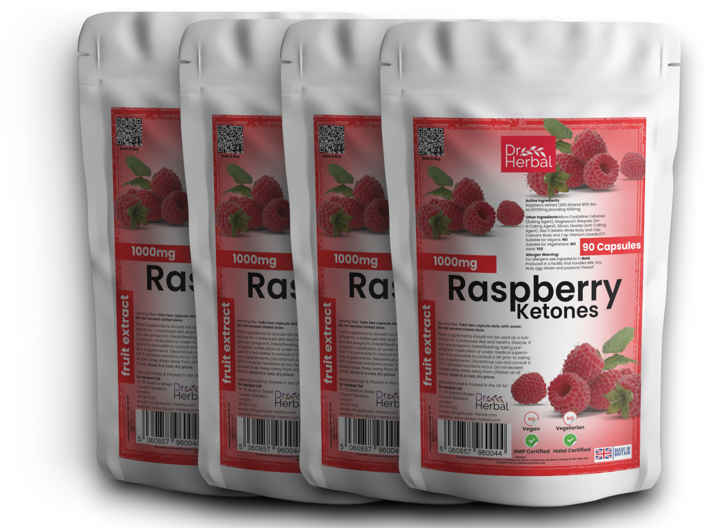 Raspberry Ketones 1000mg by Dr Herbal™ For Heart Health & More