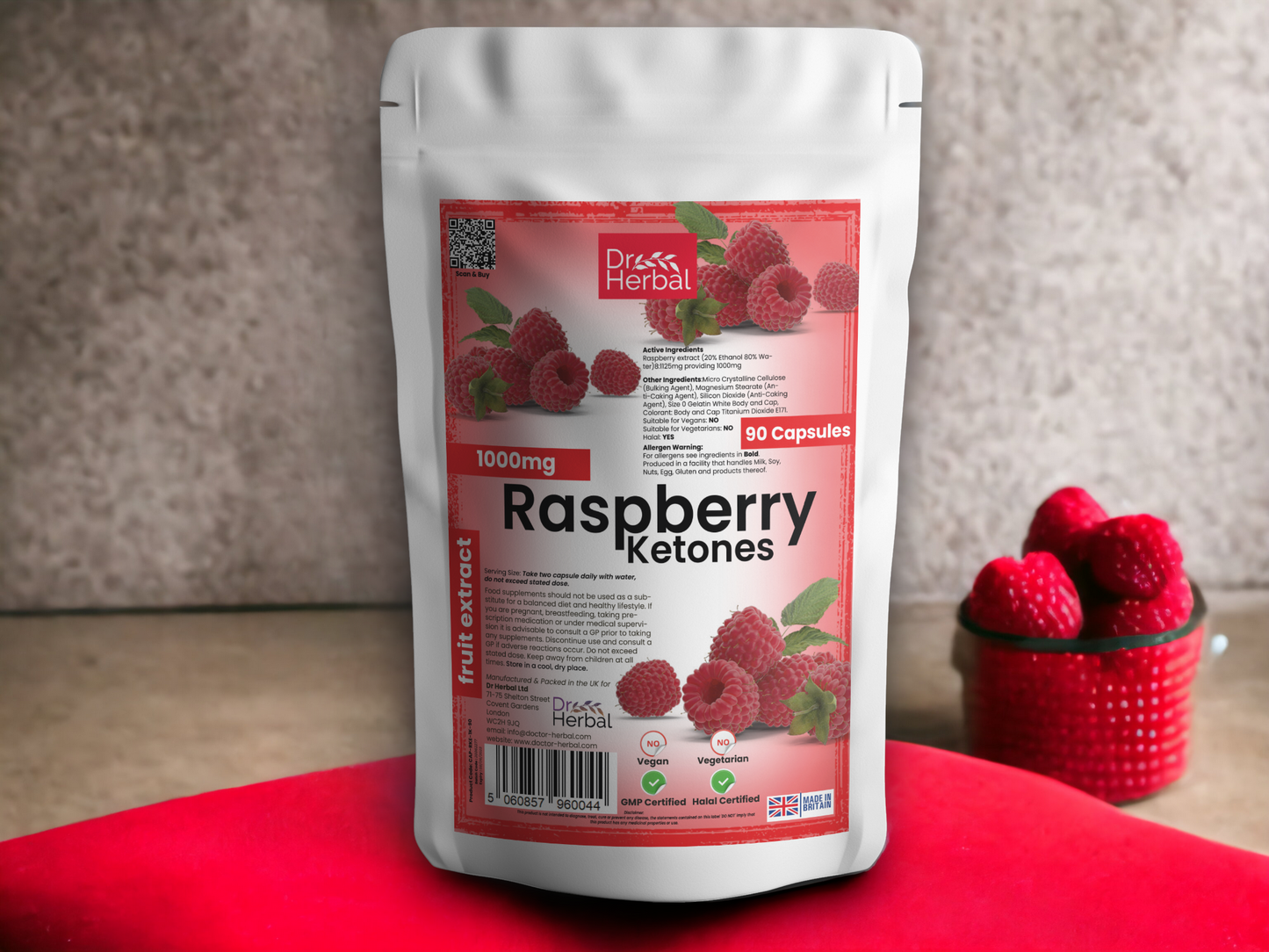 Raspberry Ketones 1000mg by Dr Herbal™ For Heart Health & More