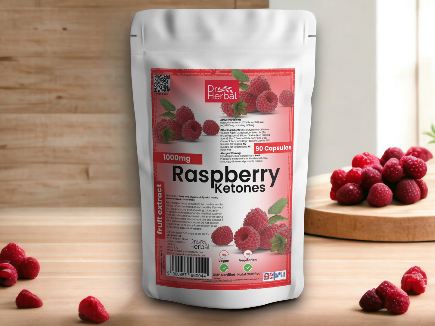 Raspberry Ketones 1000mg by Dr Herbal™ For Heart Health & More