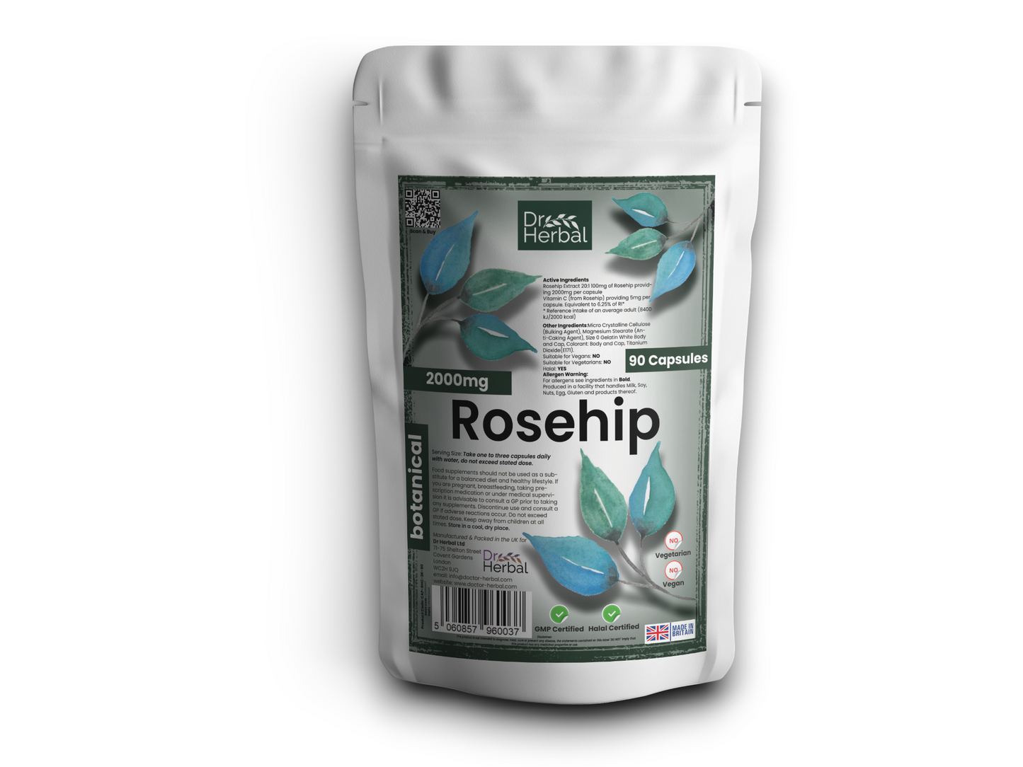 Rosehip Capsules 2000mg by Dr Herbal™ Vitamins & Joint Health