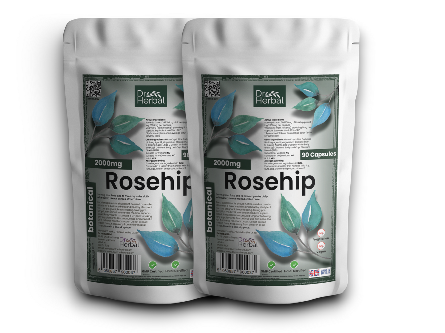 Rosehip Capsules 2000mg by Dr Herbal™ Vitamins & Joint Health