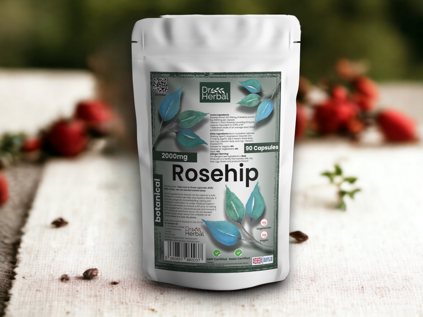 Rosehip Capsules 2000mg by Dr Herbal™ Vitamins & Joint Health