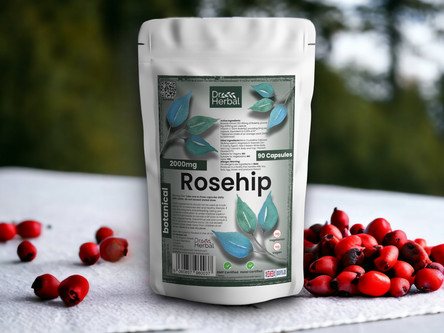 Rosehip Capsules 2000mg by Dr Herbal™ Vitamins & Joint Health